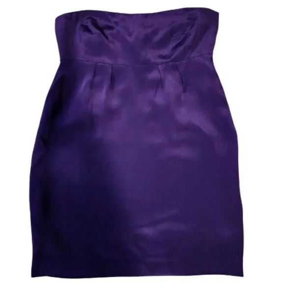 Jenni Kayne Strapless Mini Dress 100% Silk Purple Side Zip Size 4 - Picture 4 of 10